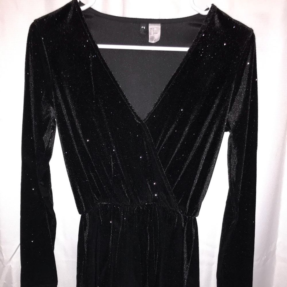 Sparkly black velvet romper